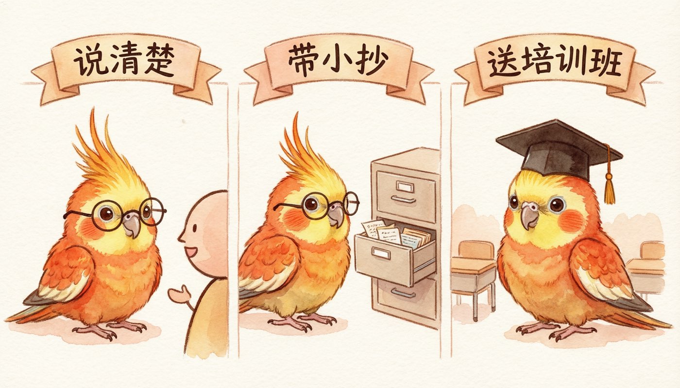 三条路对比：说清楚·带小抄·送培训班